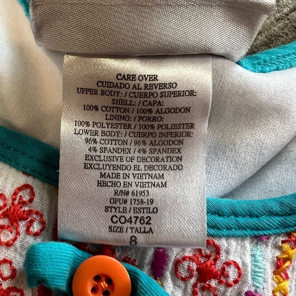 Jona Michelle Girls Dress Sleeveless Embroidered Colorful Casual Size 8 - Picture 5 of 6